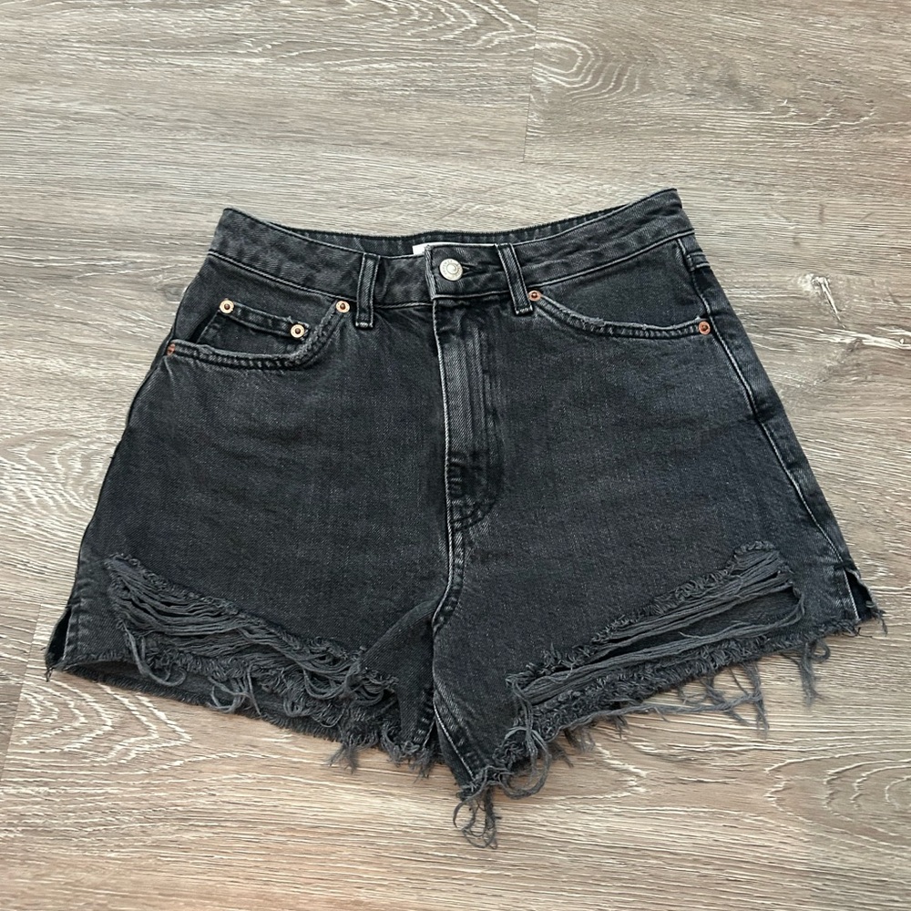 Topshop Black High-Waisted Jean Shorts